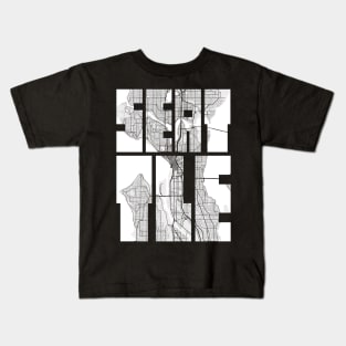 Seattle, USA City Map Typography - Light Kids T-Shirt